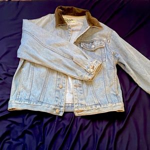 Vintage Roots Denim Jacket with Corduroy Collar